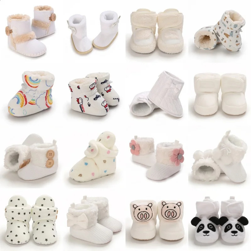 Cute Cartoon Comfortable Slip On Boots For Baby Boys And Girls Soft Warm Plus Fleece Indoor Walking Autumn Winte 250812