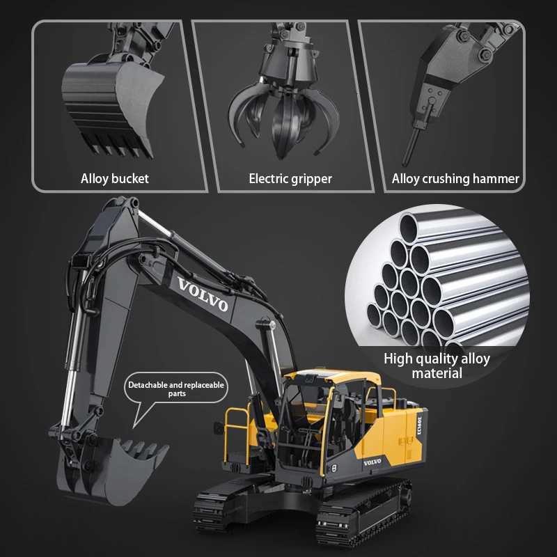 Double E E598 Large Rc Excavator 1/16 3in1 Alloy Truck E590 Remote Control Engineering Vehicle Toy Model For Boys Kids Gift Z250813