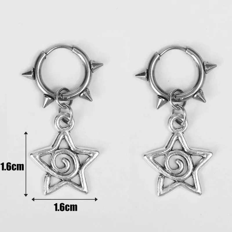 1pair Korean Fashion Cute Star Swirl Earrings Gothic Charms Rivet Earrings Women Punk Grunge Jewelry Vintage Accessories Cool Y250812