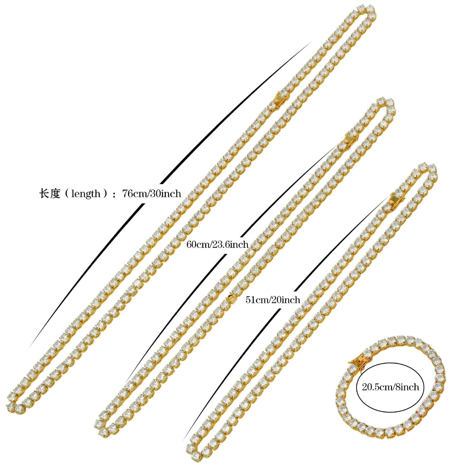 6mm Iced Out Zircon Gold Plated Diamond 925 Tennis Chain Cuba Link Chain Necklace Hip Hop Jewelry Men CZ Necklace Link