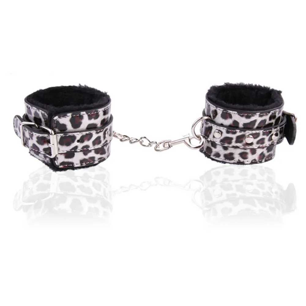 Leopard Flirt Handcuffs Bondage Boutique Furry Leather Soft Harness BDSM Game Sex Toys Wrist Ankle Restraints Slave Fetish XJ250813