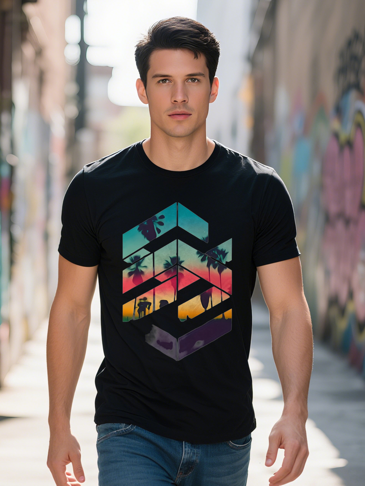 Geometric Print Stylish T-shirt Men Casual Summer Top Comfortable And Fashion Crew Neck Short Sleeve Suitable For 6cf23
