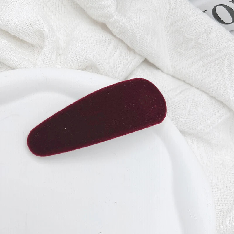 10PCS 8cm Rectangle 9cm Tear Drop Velvet Hair Clips Fabric Covered Metal Snap Hairpin Big Side Hairgrips for Womens Winter 250812