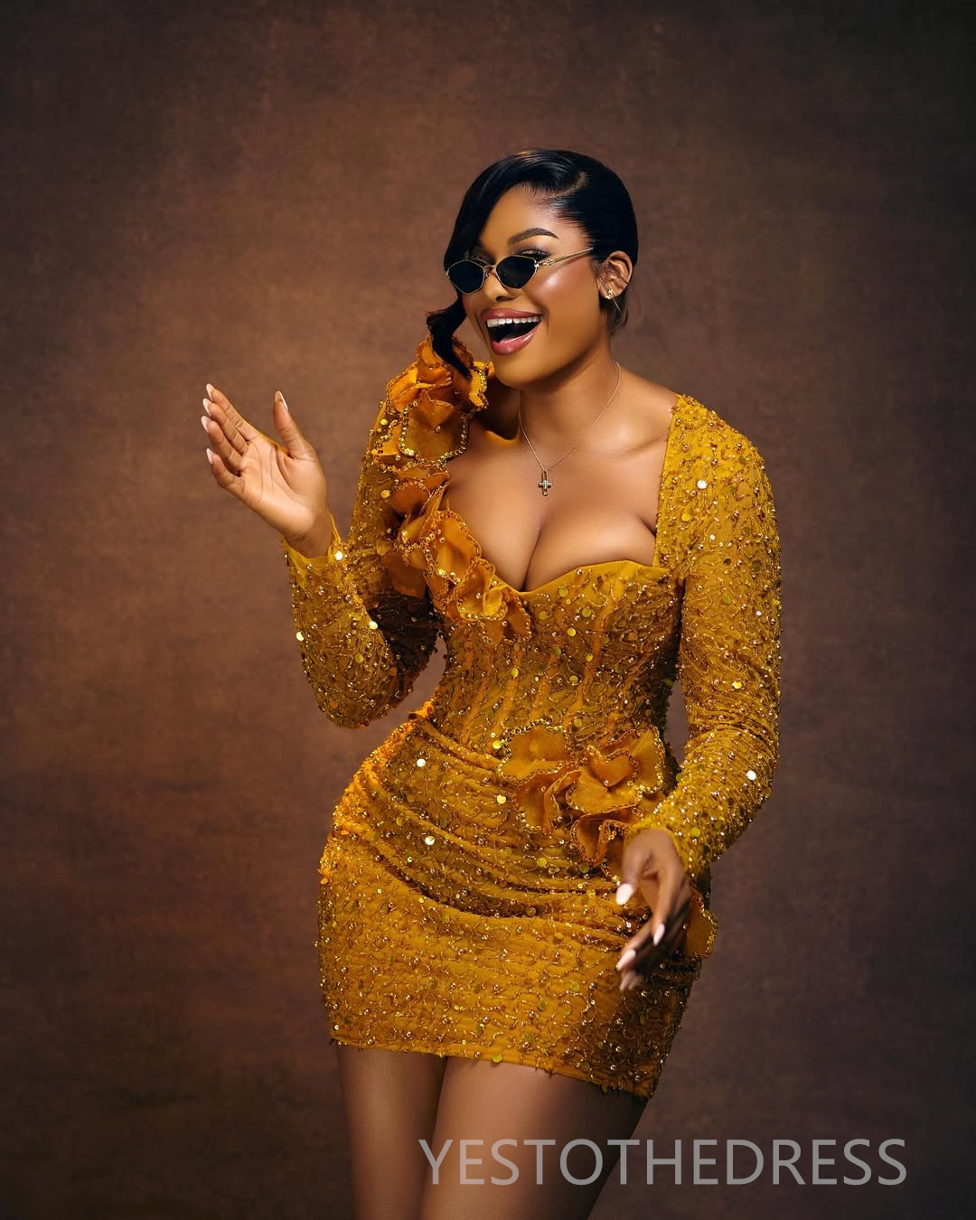 2025 Aso Ebi Elegant Cocktail Dresses For Women Short Mini Dress Appliqued Illusion Sheath Lace Long Sleeve Homecoming Dresses Mini Gown For Nigeria B