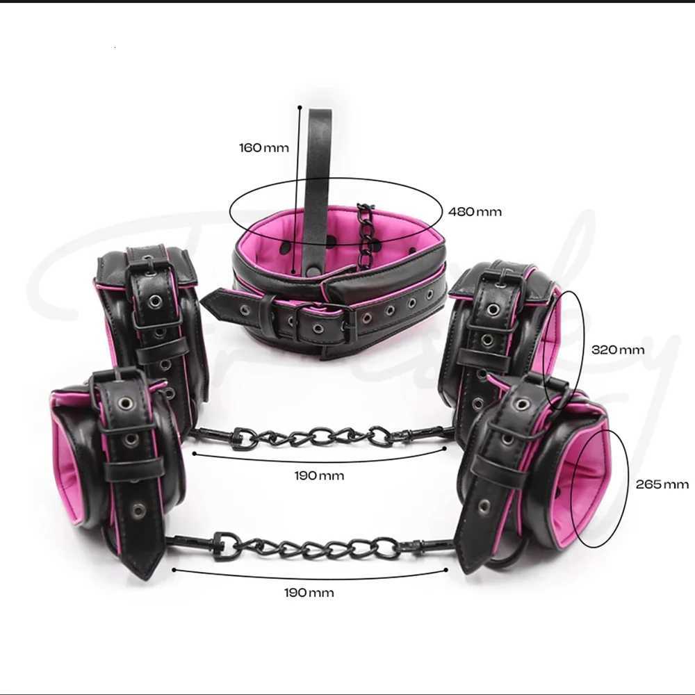 Dark Hug Bondage Set Deluxe Restraint Handcuffs Collar Ankle Cuffs Adjustable Soft Sponge Fashion and Premium Couple Sex Set W250813