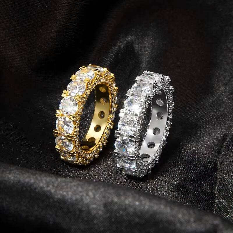Price Ice Clear VVS Moissanite 925 Sterling Silver Eternity Ring Gold Plated Ring