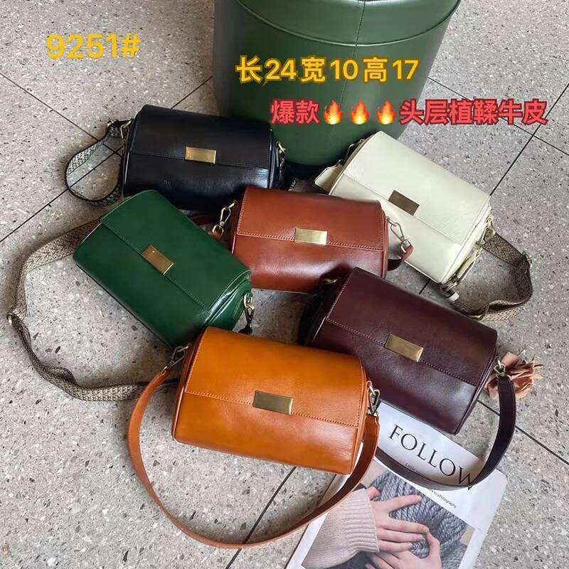 Versatile Genuine Leather Shoulder for Women Crossbody New Plant Tanned Head Layer Cowhide Casual Messenger Bag