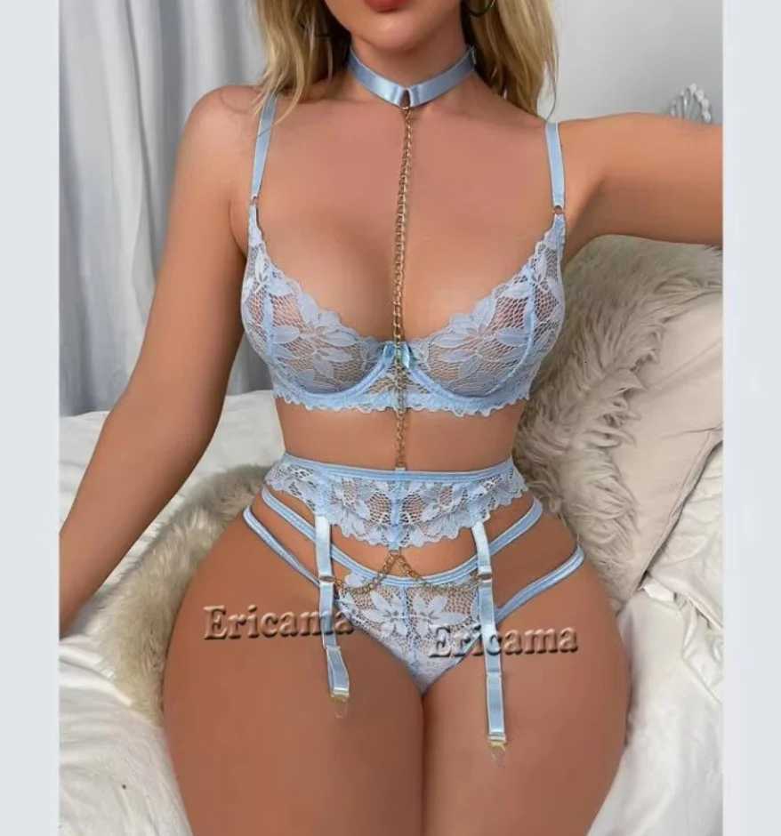 Sexy Lingerie Woman Lace Transparent Underwear Brief Sets Delicate Bra And Panty Set Kit Push Up Breves Sets Thin Erotic BrasXJ250812