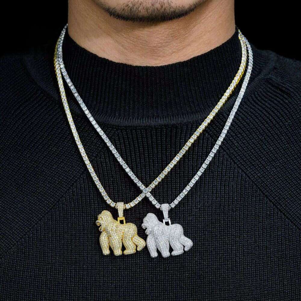 New Design Pass Tester Hip Hop Jewelry Sterling Sier VVS1 Moissanite Dia Gorilla Pendant Necklace