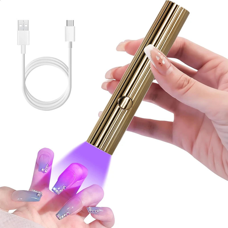 Mini UV LED Nail Dryers 3W Portable Quick Nail Drying Lamp USB Rechargeable Mini Flashlight Pen For Nail Gel Curing Salon Tools 250807
