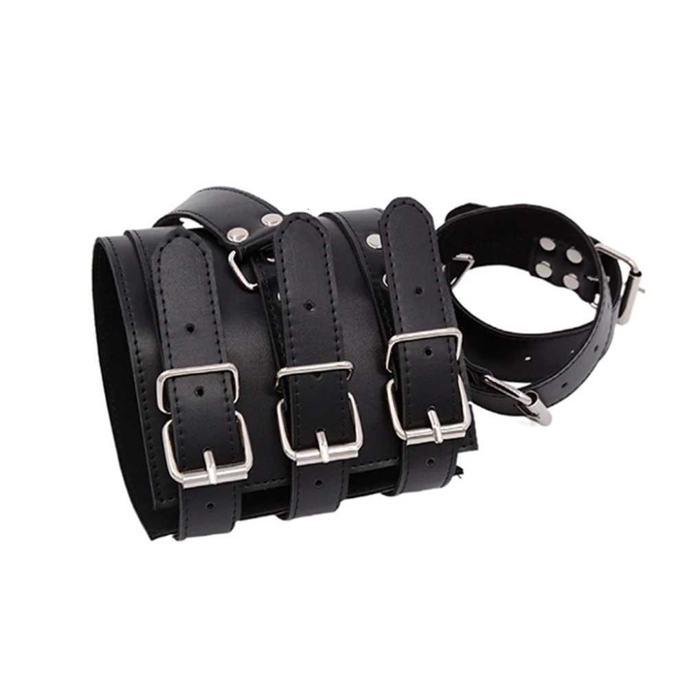 SM PU Leather Behind Back Hand Cuff Collar BDSM Bondage Restraints Slave Training Hand Binding SM Toys For Couples Games XJ250813
