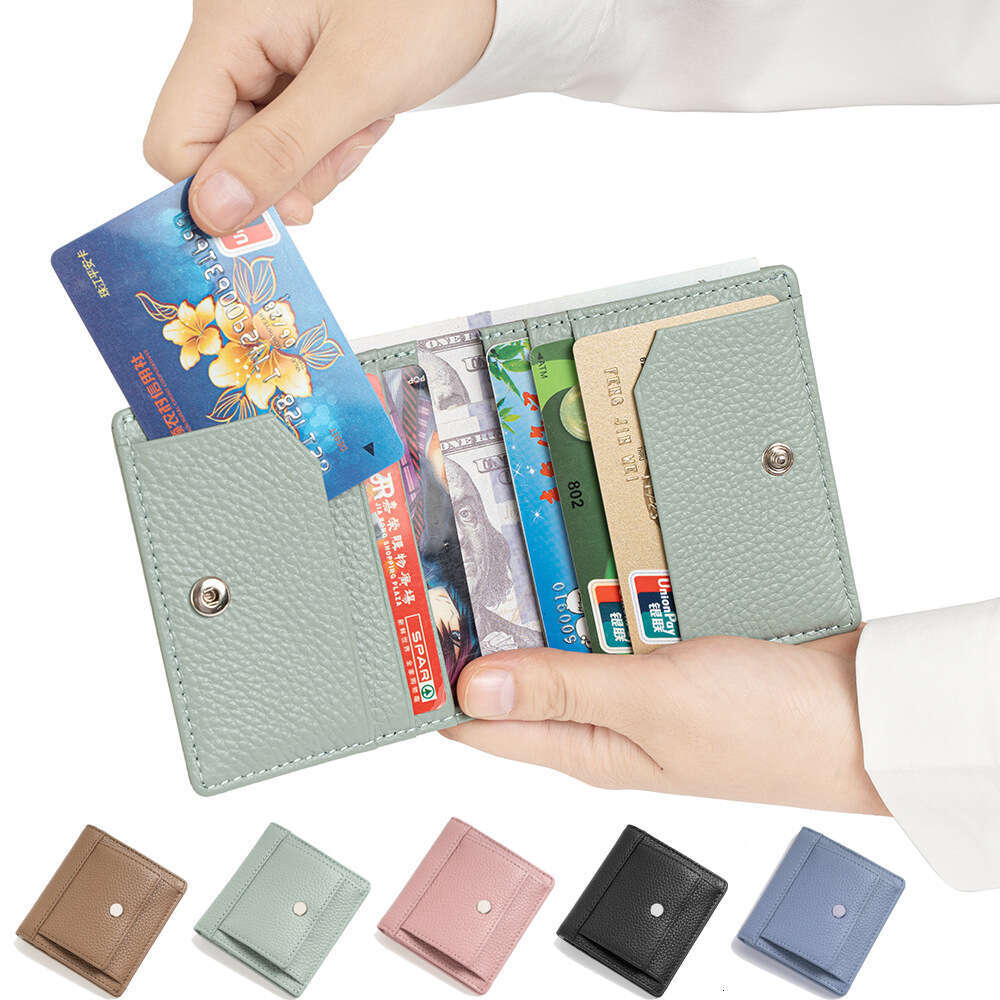 Fashion Ultra-Thin Genuine Leather Wallet INS Women Japanese Style Multi-Card Slot Card Holder RFID Money Clip Cowhide Coin Purse designer wallet B5 B