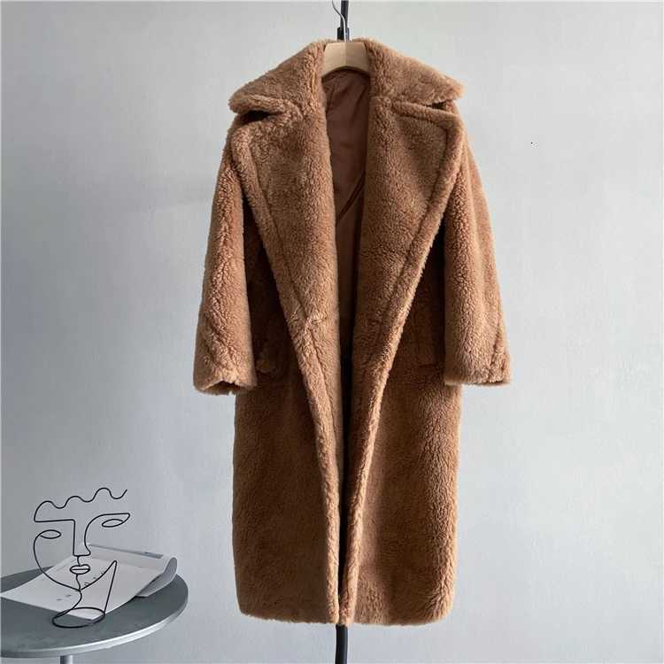 Winter Jacket Women Long Coat Wool Woven Fabric Thick Warm Outerwear Oversize Fashion Streetwear Teddy Bear Coats Z250813
