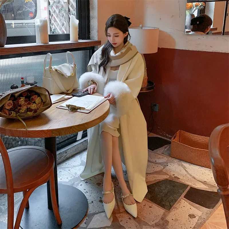 Cashmere Coat Double-sided Woolen Jacket Women Removable Cuffs Fur Jacket Winter Temperament Short and Long Real Wool Coat Z250813