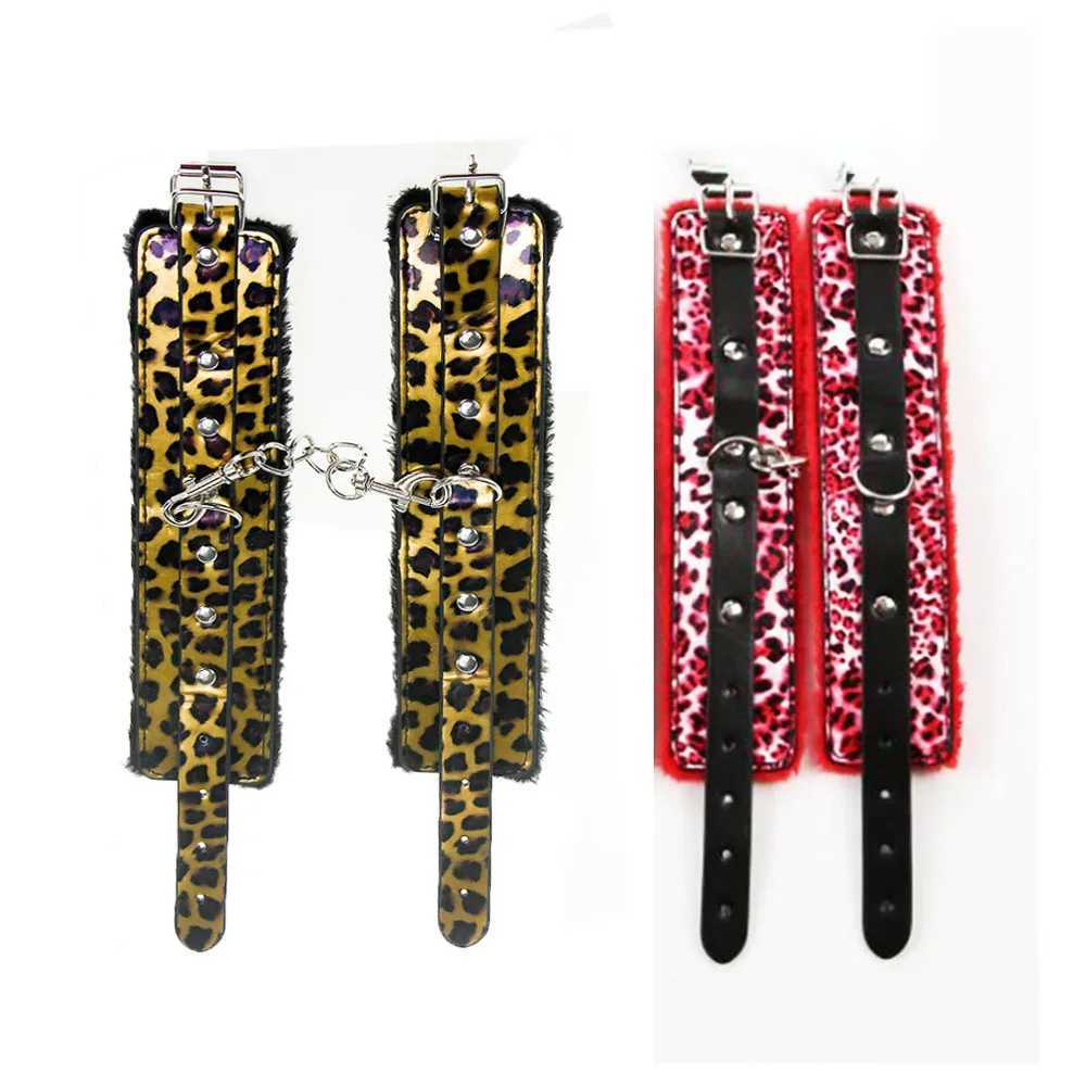Leopard Flirt Handcuffs Bondage Boutique Furry Leather Soft Harness BDSM Game Sex Toys Wrist Ankle Restraints Slave Fetish XJ250813