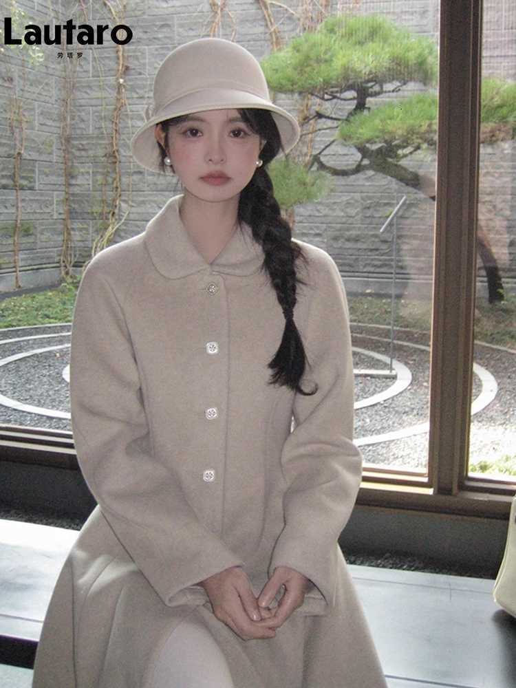 100% Wool Blends Coat for Women CHIc Elegant Womens CloTHing Skirted Woolen Overcoat 2024 Z250813