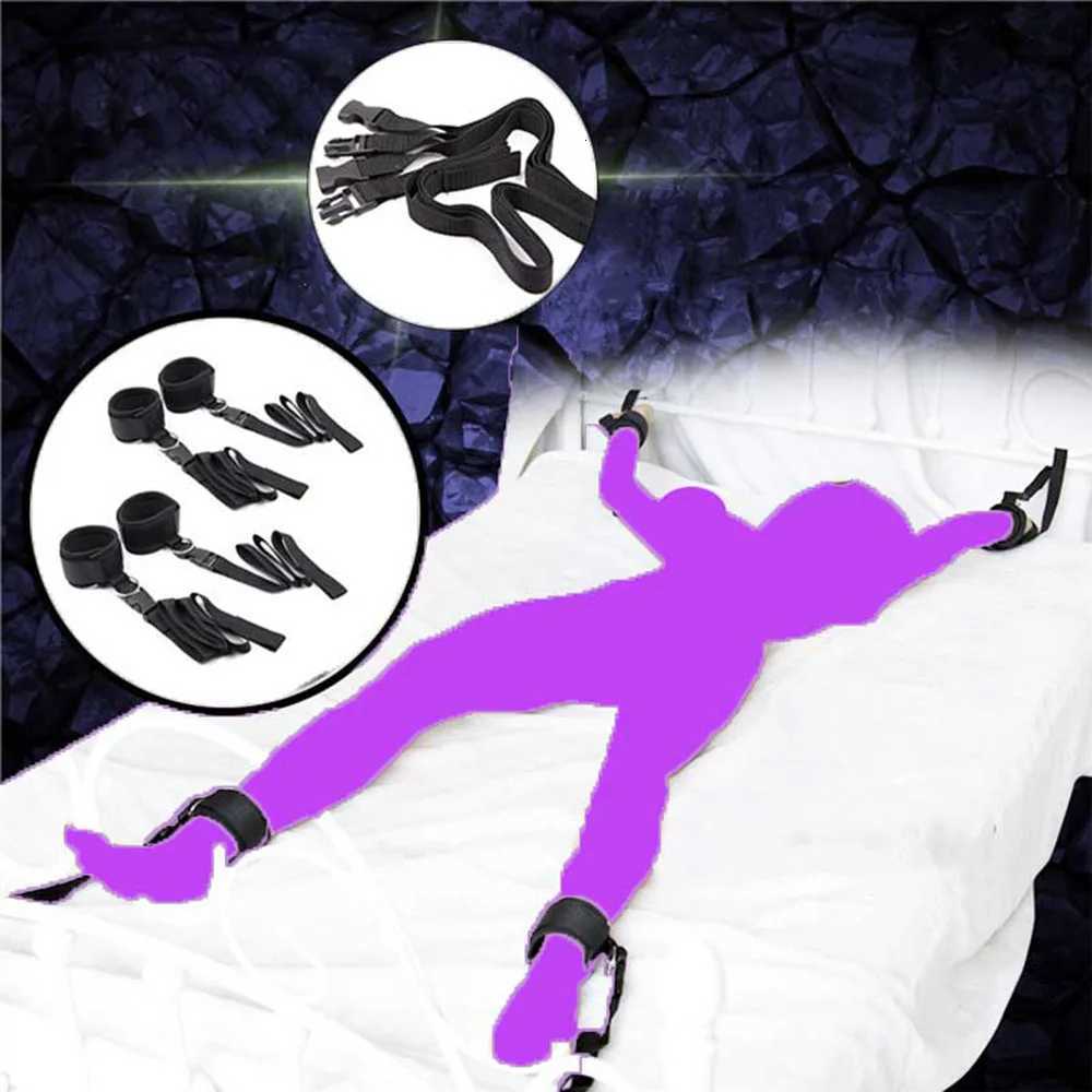BDSM Handcuffs Sex Toy for Women Fetish Restraint Bondage Strap Sexy Leg Cuffs Spreader Role Play Cosplay Bed Belt W250813