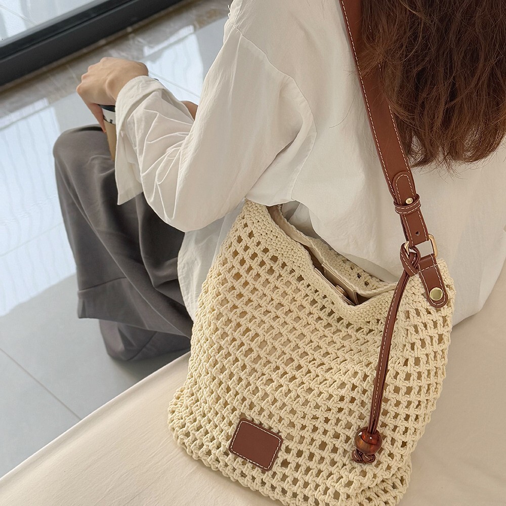 Woven Hollow Out for Women 2025 Vacation Travel Tote Beach Shoulder Underarm Bag ddmymarket