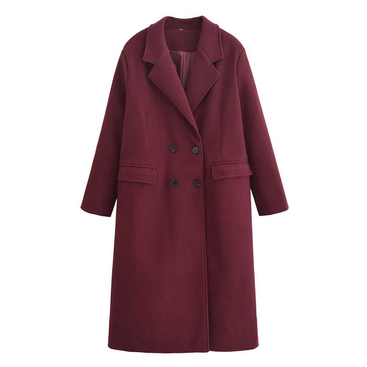 European and American Fashion Two-color Slim-fit Double-breasted Long-sleeved Woolen Jacket 2025 Spring New Product Z250813