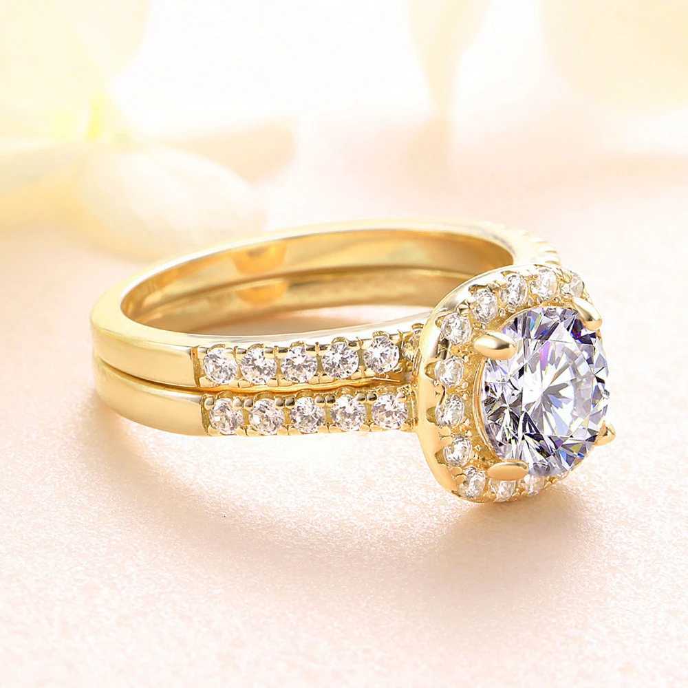 His and Hers Couple Rings Luxury Gold Color Women Rhinestones Zircon Rings Set Men Stainless Steel Wedding Rings Jewelry Gifts W250812