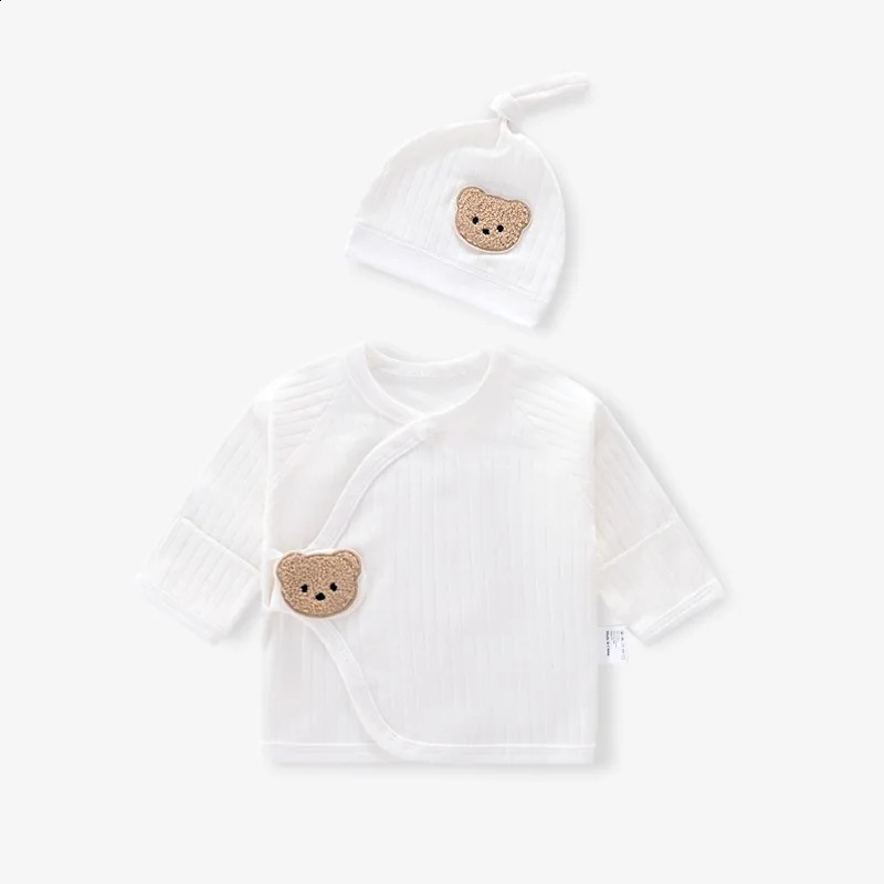 Spring Summer Cute born Infant Baby Clothes Boy Girl Cotton Bear Tshirt Top with Hat 250812