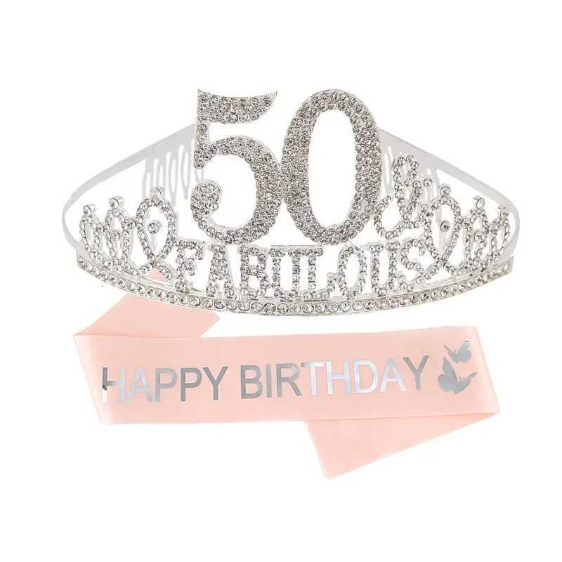 30th 40th 50th 80th Fabulous Birthday Sash and Tiara for Women Girls Hair Accessories Birthday Queen Party Supplies Decoration X250813