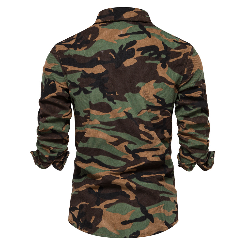 Designer men's long-sleeved shirt corduroy shirt, men's fashionable slimming casual and versatile trendy men's long-sleeved shirt Europ