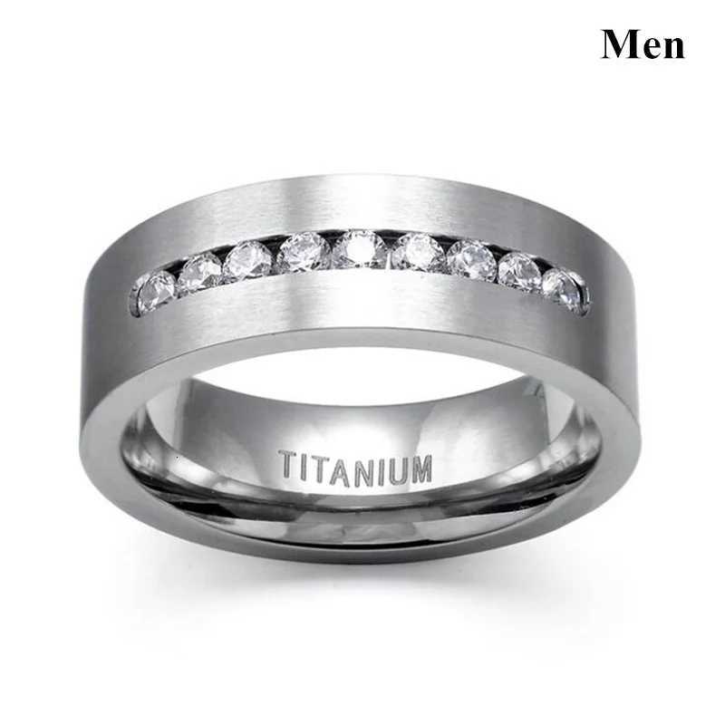 Fashion Couple Rings Mens CZ Stainless Steel Ring Women Square Cut Crystal Rhinestone Rings Set Wedding Engagement Jewelry W250812