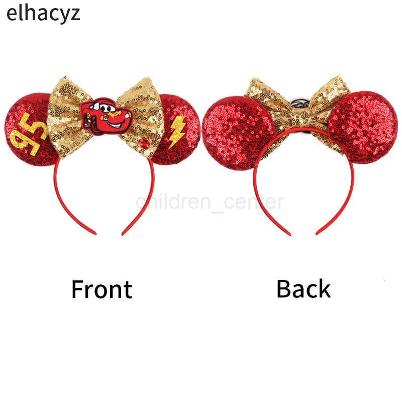 Disney Disney Anime Cars Ears Headbands Women Sequins Bow Hairband Girls Pixar 95 Lightning McQueen Hair Accessories Kids Headwear Gift W250813