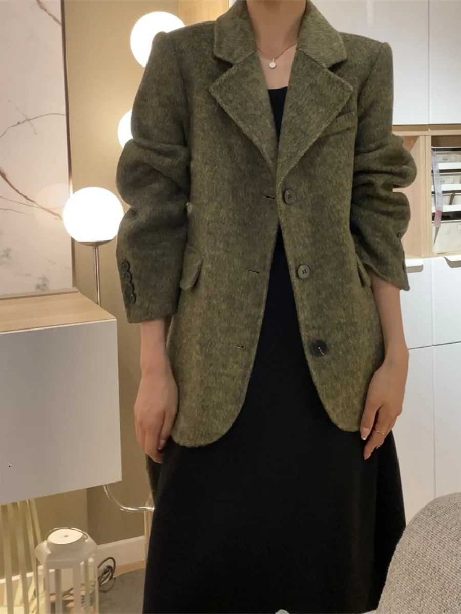 Double Sided Cashmere Coat Womens Short Suit Alpaca Wool Coats Winter Women Korean Single Breasted Waistband Woolen Coat Z250813