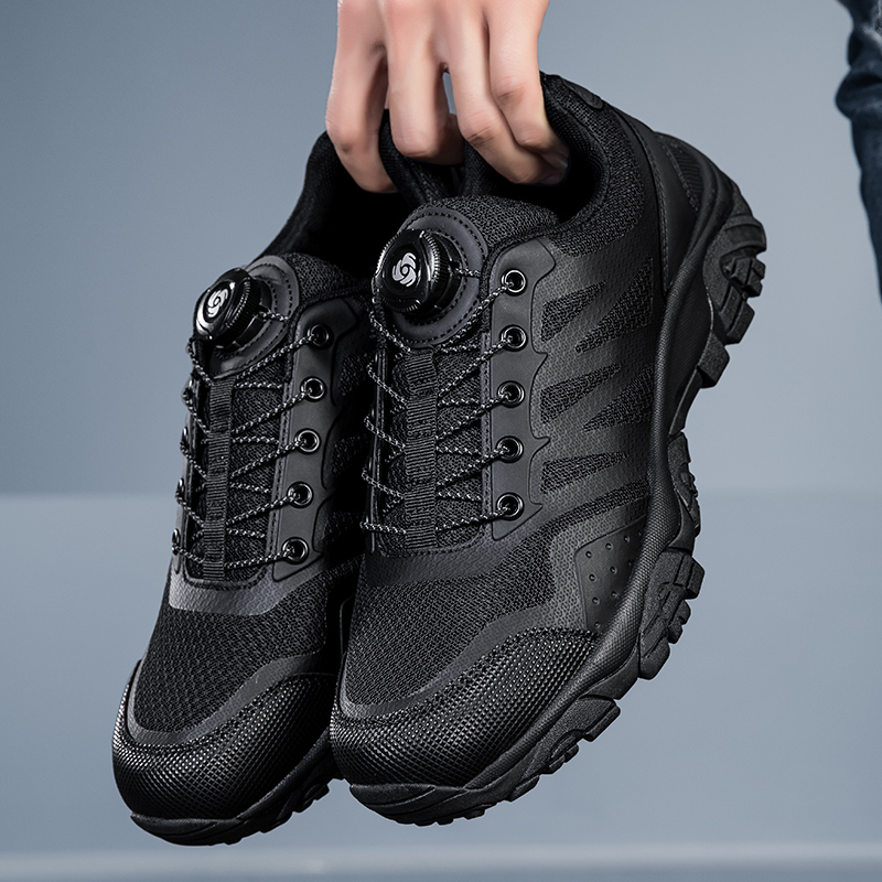 Summer new breathable lightweight black low-top outdoor duty training shoes
