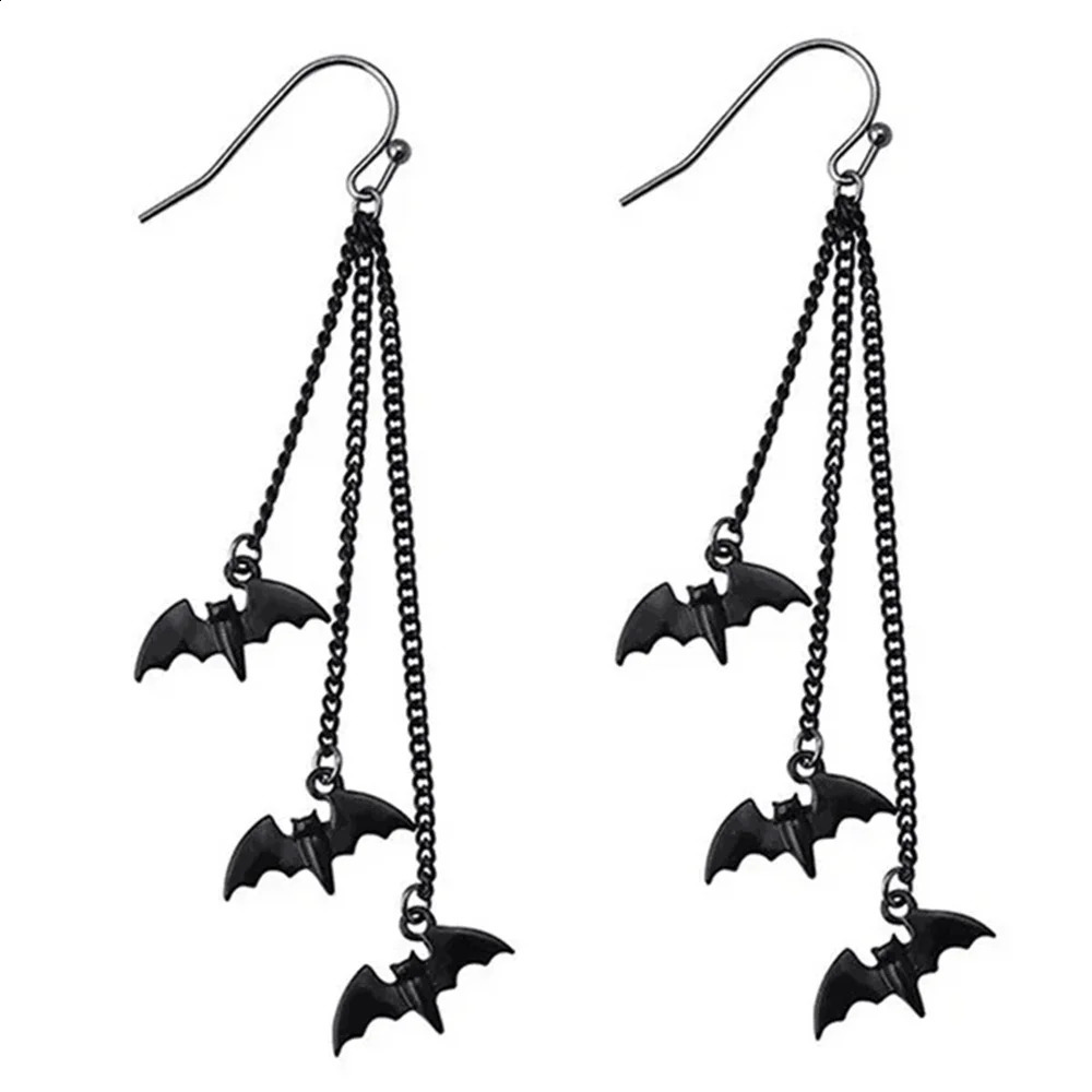1 Pair Fashion Originality Black Bat Long Chain Earrings Tassel Earrings Gothic Earrings For Women Halloween Jewelry Party Gift 250812