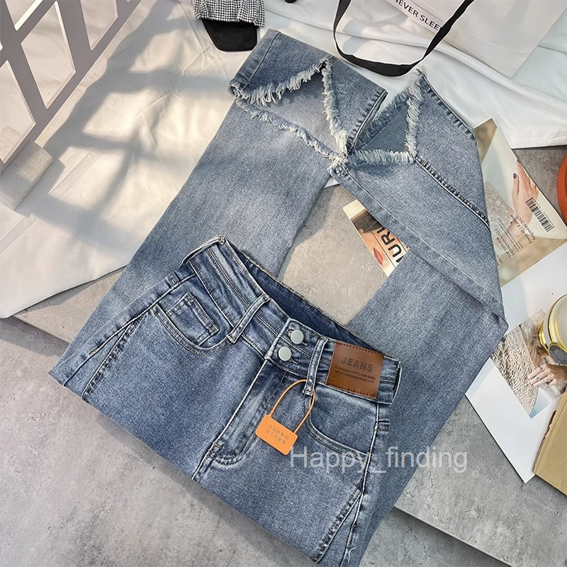 Flared Jeans for Women Spring and Autumn New High Waist Slimming Frayed Hem Floor-length Bell Bottoms Bootcut Pants for Petite Women