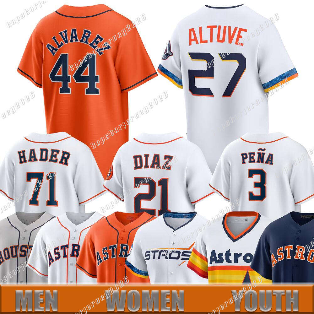27 Jose Altuve Baseball Jersey Jeremy Pena City Contact Yordan Alvarez Nolan Ryan Craig Biggio Jeff Bagwell Ronel Blanco Astros Josh Hader Chas McCormick Yainer Diaz