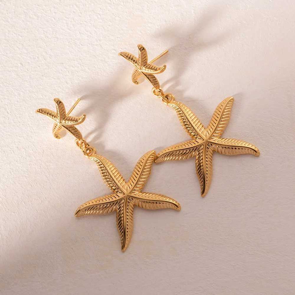 Stainless Steel Ocean Layered Starfish Drop Earrings For Women Trend Beach Girls Ear Buckle Summer Holiday Jewelry Party Gift Y250812