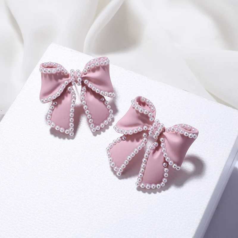 women sweet girl bow earrings feminine ladies pearl simple bowknot earrings Y250812