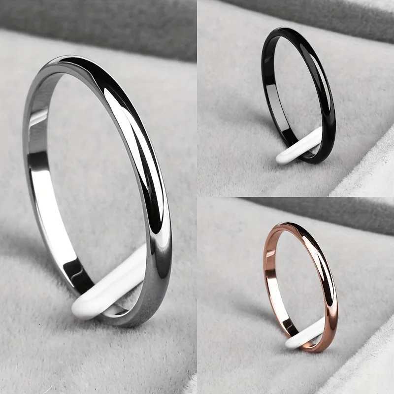 1pc 2mm Thin Classic Fashion Simple Stainless Steel High Polished Rings For Women Men Couple Finger Rings Jewelry Size 5 To 13 W250812
