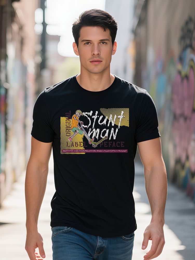 Men s Casual Graphic T Shirt STUNT Man Original Label Print Lightweight gsm Regular Fit Round Neck a2927