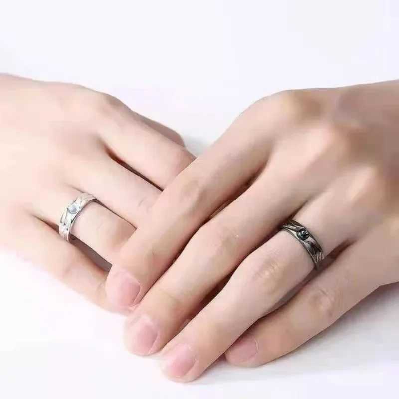 2Pcs Demons and Angels Gothic Matching Couple Friendship Lover Open Adjustable Rings Stainless Steel Wedding Ring Jewelry Gifts W250812