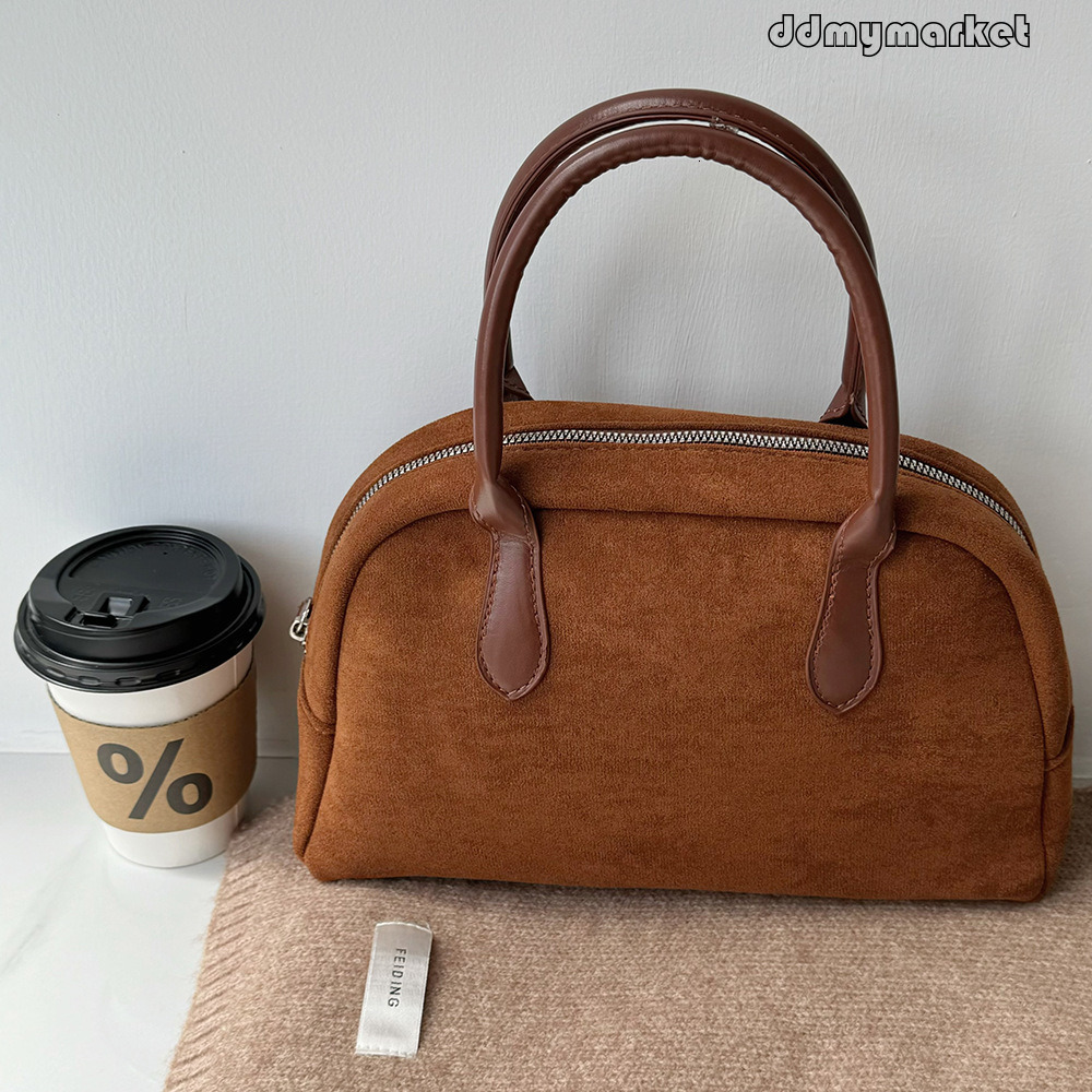 Korean Autumn Winter New Niche Design Ins Suede Handbag for Women Texture Versatile Commuting Bowling Bag ddmymarket