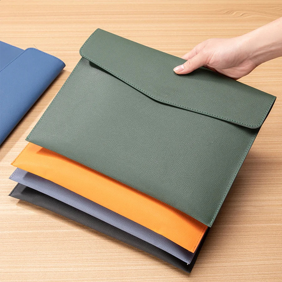 Leather Document Bag A4 Envelope Document Holder Quality PU Leather Document Pouch Femme Document Organizer File Bag 250812