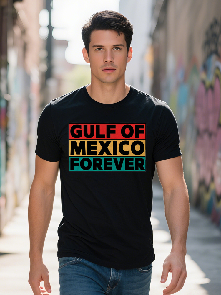 Men S Casual Crew Neck T-Shirt with Vibrant D Print Gulf of Mexico Forever Design Lightweight Stretchy Perfect