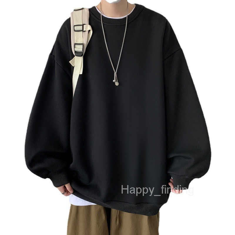 Hoodless Sweater Mens Autumn Fashion Brand Ins Loose Top Spring and Autumn Sports High Street Round Neck Coat Ruffian Handsome