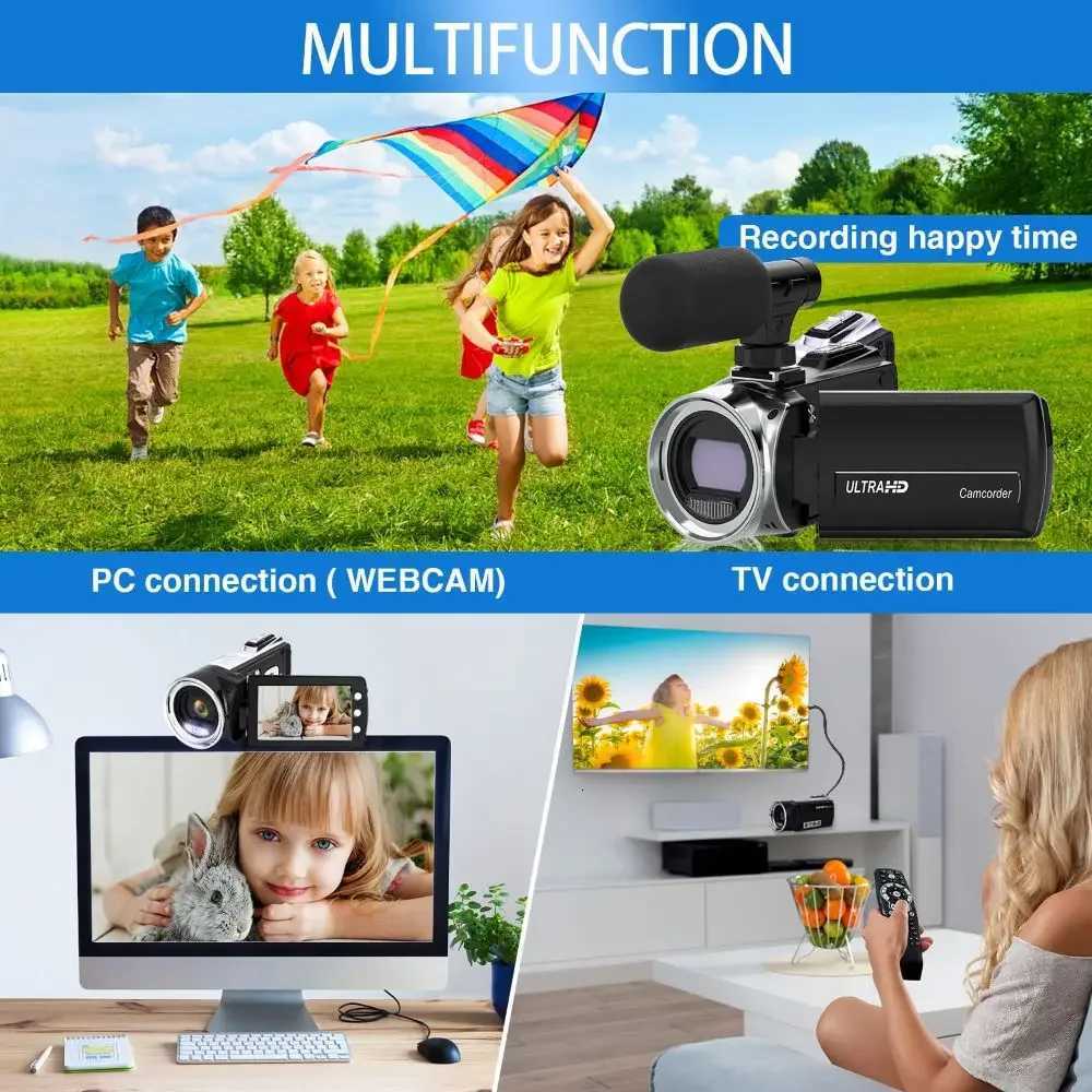 4K Camcorder with Microphone 18X Zoom Infrared Vlogging Video Camera for YouTube 48MP Portable Digital Recorder T250813