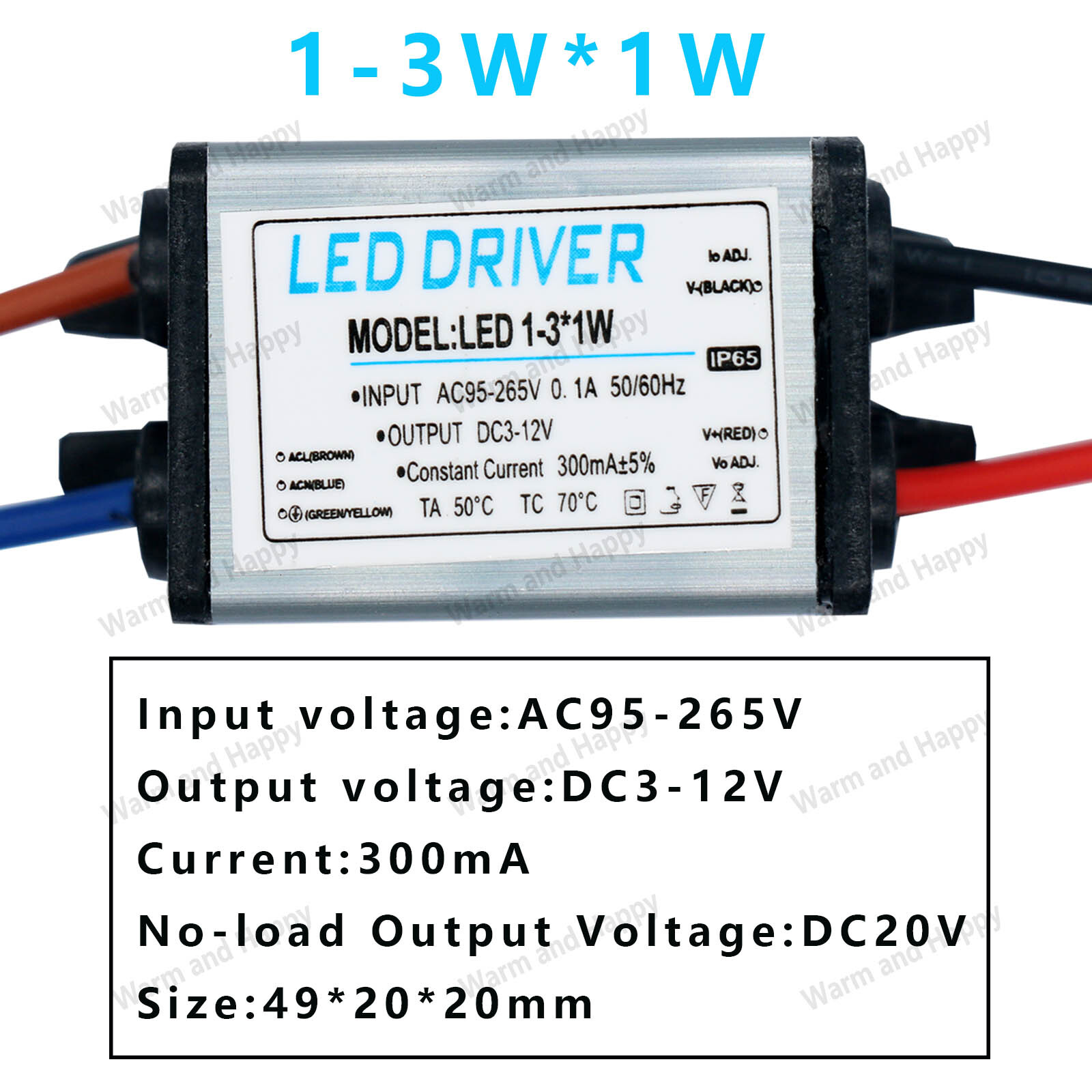 LED Driver 1-3W 4-7W 8-12W 12-18W 18-24W 25-36W AC95V-265V Power Supply 300mA Waterproof IP65 Lighting Transformer