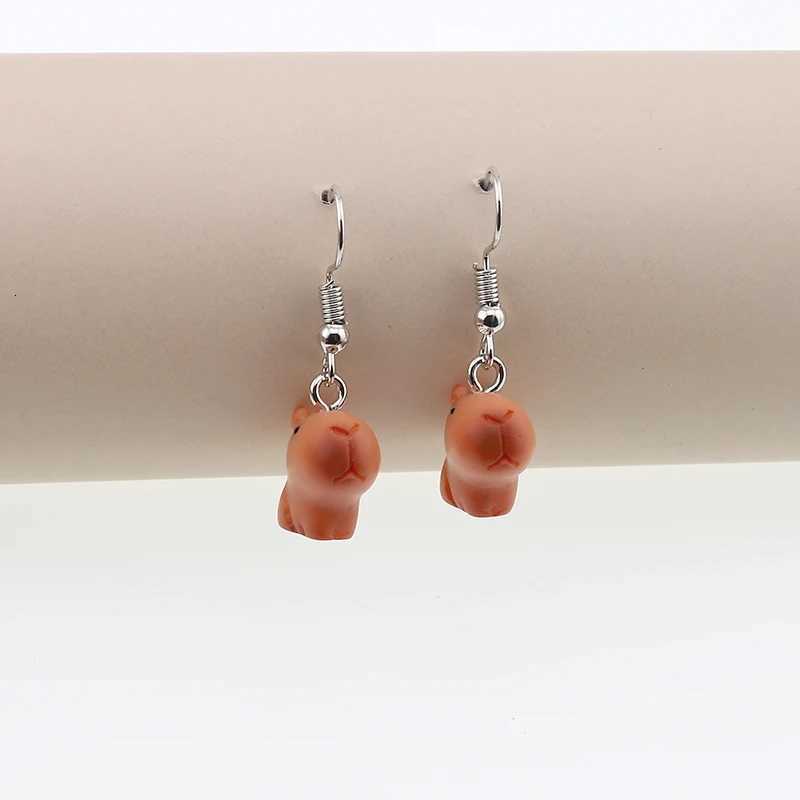 Resin Cute 3D Capybara Animal Drop Earrings For Women Friend Gift Cartoon Trendy Kawaii Simulation Doll Pendant Earring Jewelry Y250812