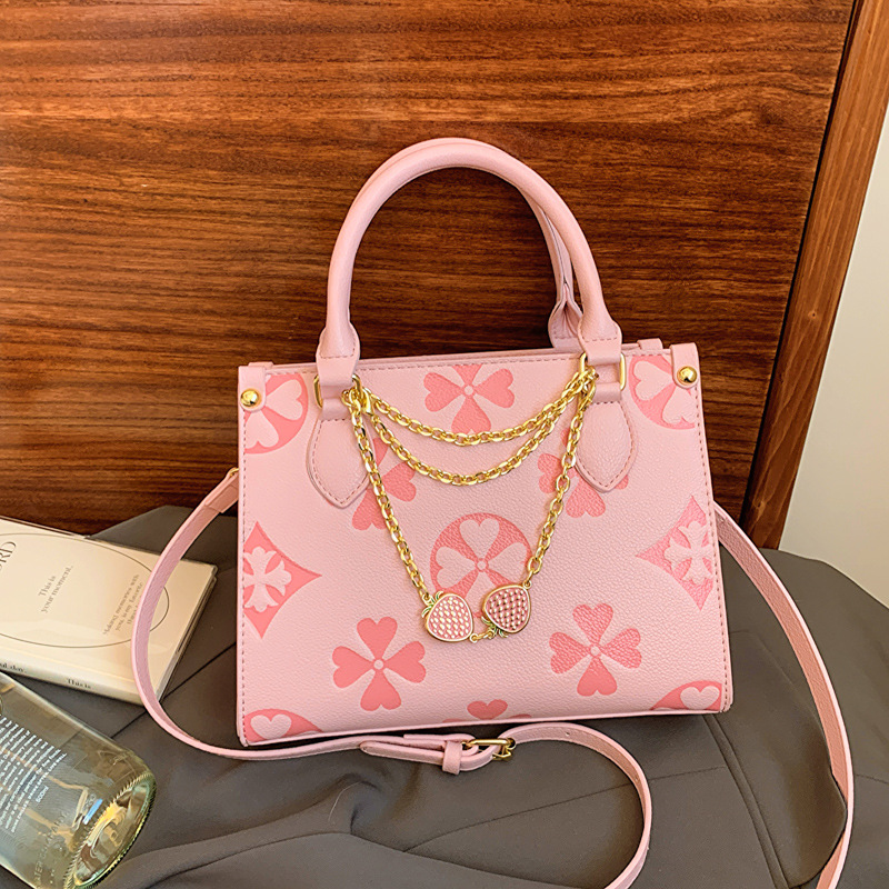 free shipping designer bag new retro printed pink single-shoulder bag with Exquisite pictures