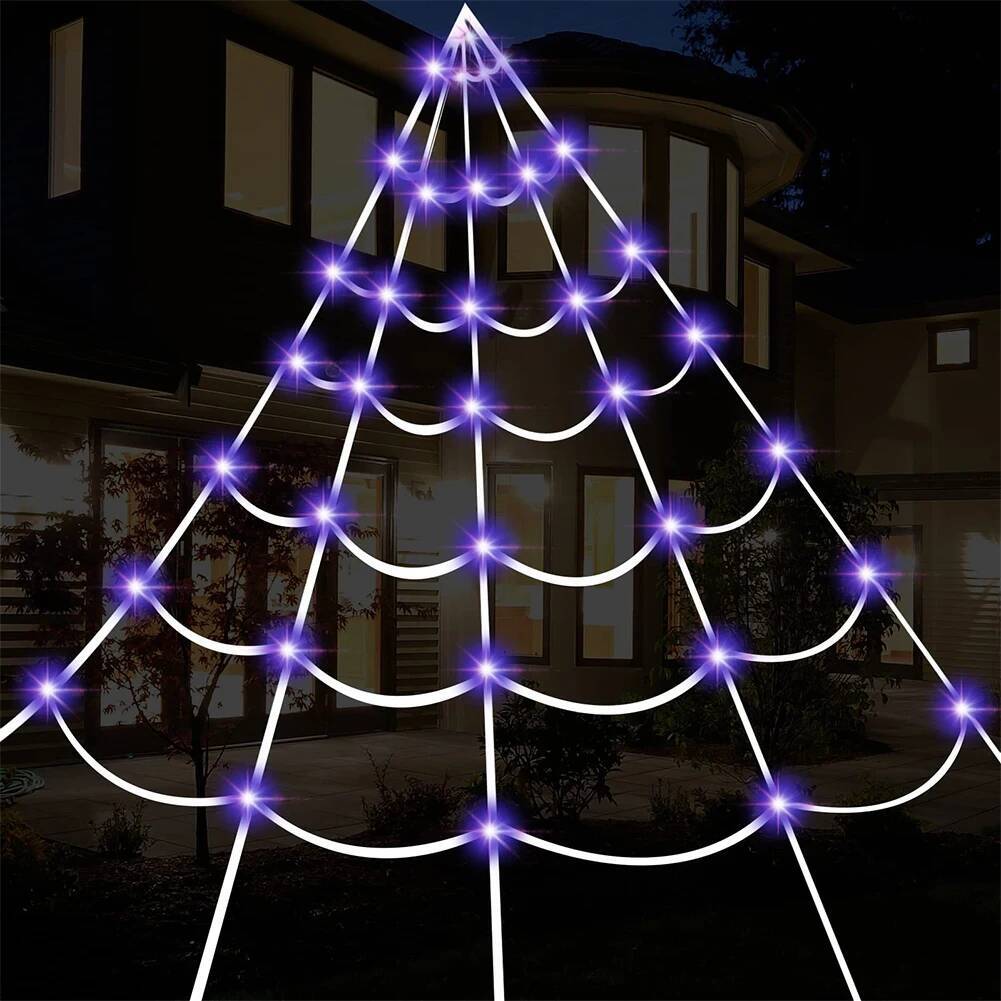 Halloween Up Web 8 Modes Spider Net Lights 250 LEDs Decorative Spiderweb Light for Garden Yard ddmynov