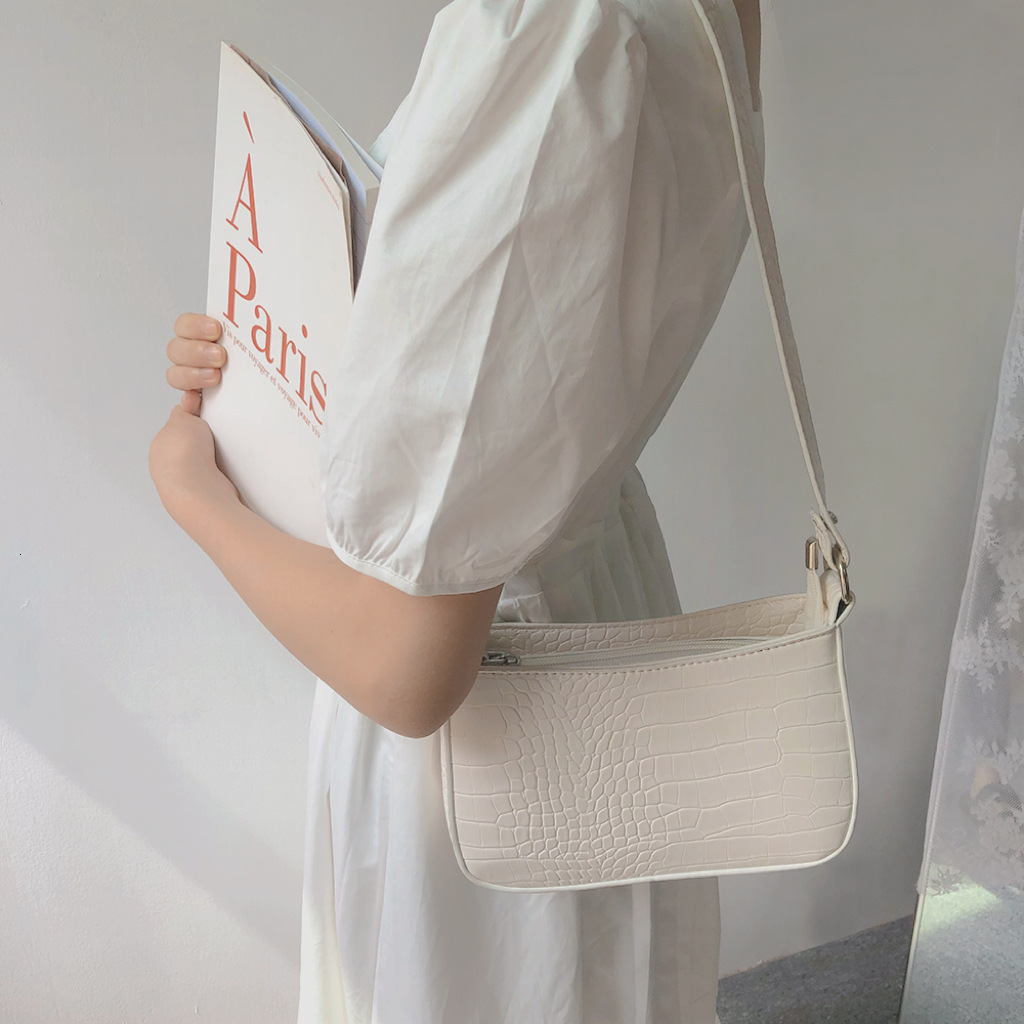 Women's Crocodile Pattern Pearl Chain Single Shoulder Crossbody Women 2025 Korean Version New Style Versatile Underarm Bag ddmymarket