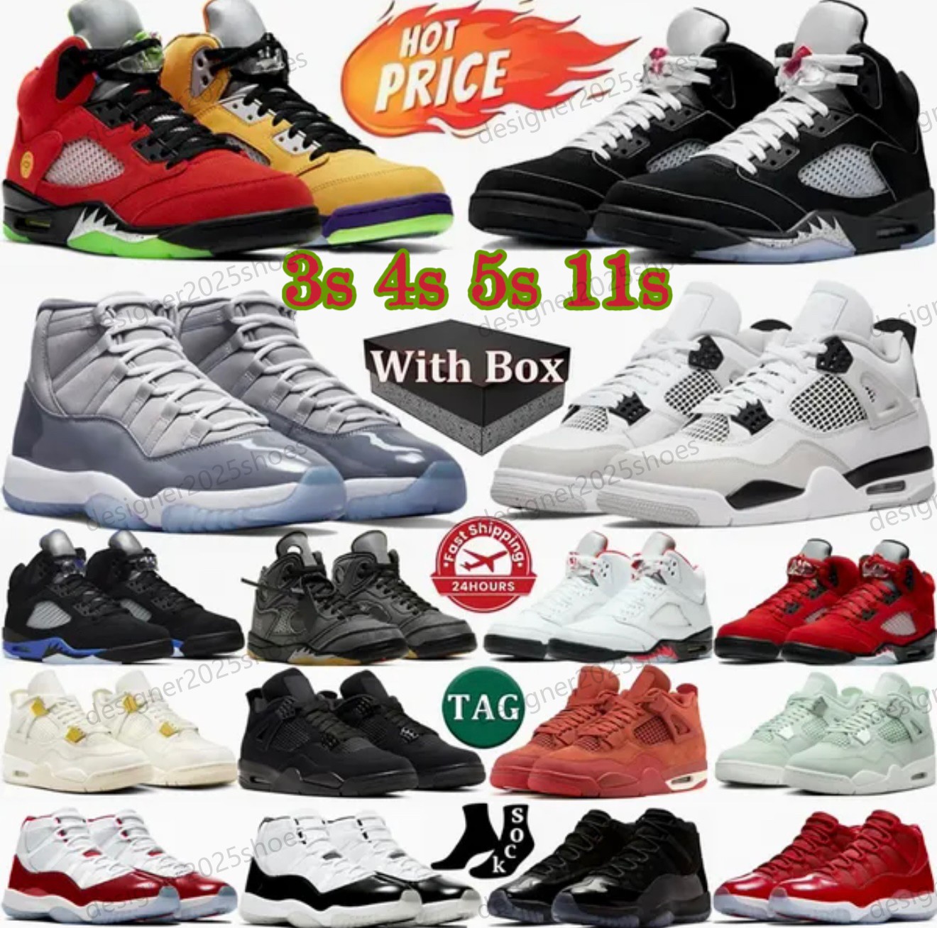 With Box Basketball Shoes 3s 4s 5s 11s Designer Shoes Black Cats Cherry Thunder metallic White Cement Reima gined Blue UNC Flu Game Union Outdoor Men Sports Sneakers